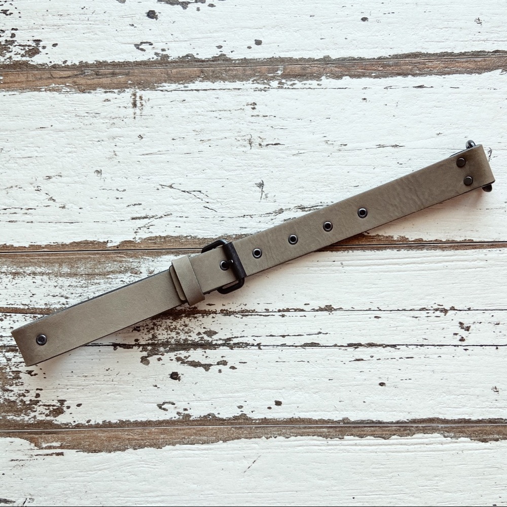 All Saints Tan Leather Belt with Black Hardware
